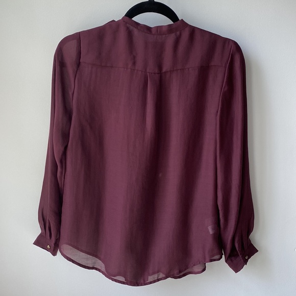 LOFT burgundy button-up blouse - Picture 4 of 6